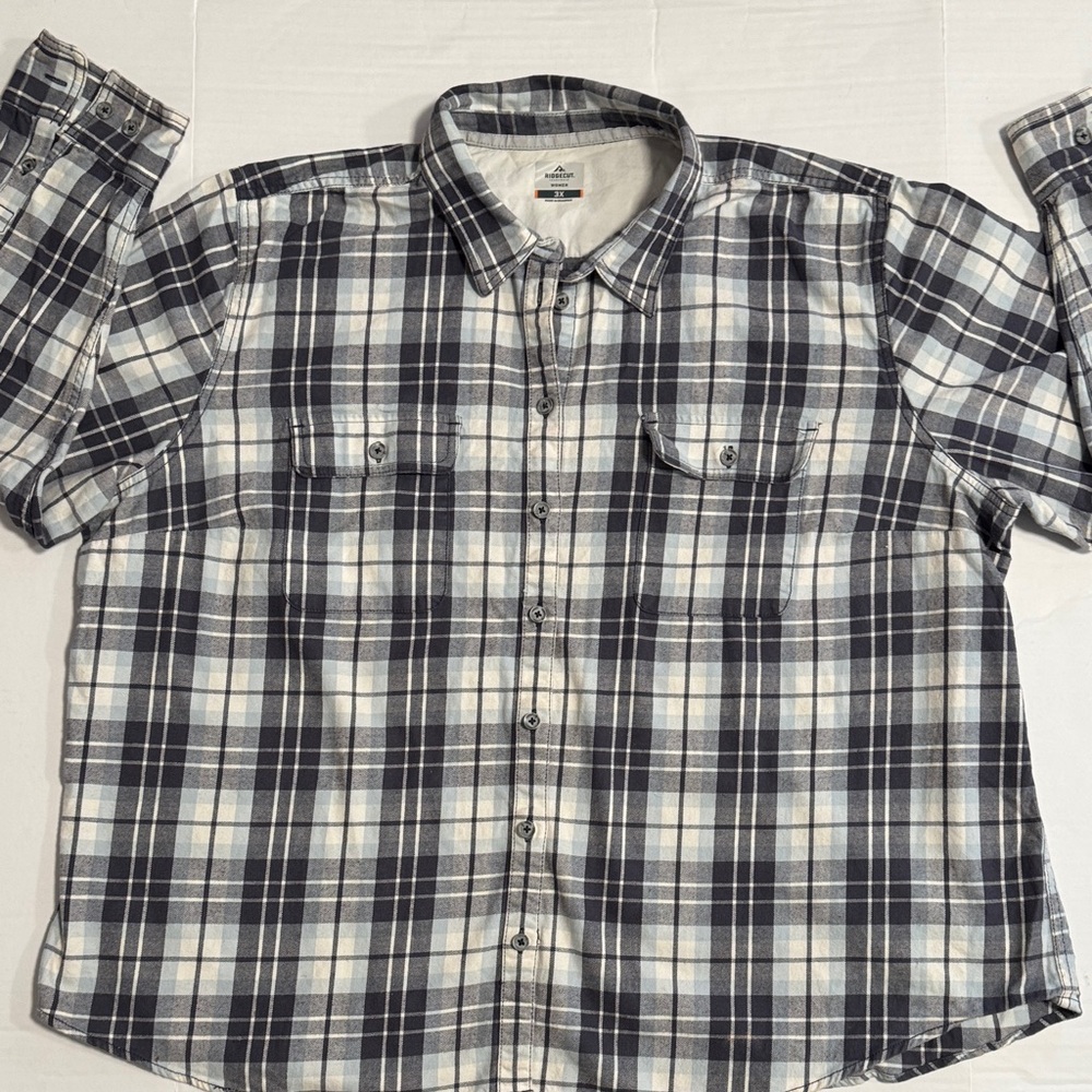 Women's Plaid Button Down Shirt - Black and White